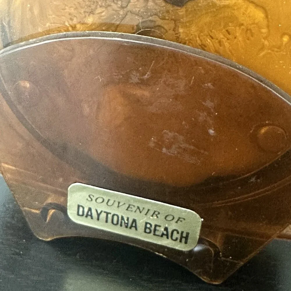 Vintage Amber Plastic Florida Map Souvenir Coasters Made‎ in Hong Kong